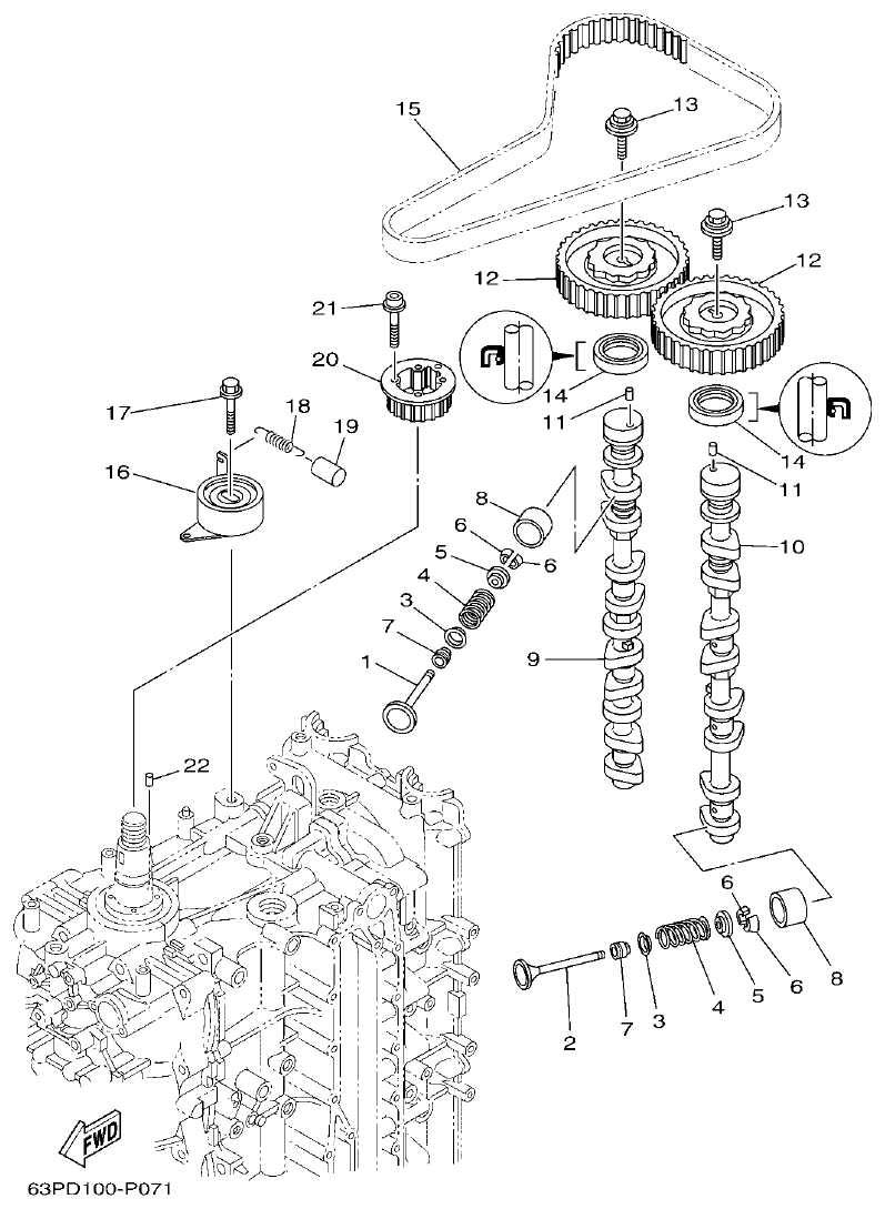 Yamaha F150FET, FL150FET VALVE parts diagram